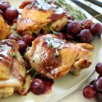 Chicken Thighs with Roasted Grape Red Wine Sauce