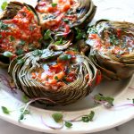 Grilled Artichokes with Roasted Tomato Butter