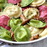 Beet and Spinach Goat Cheese Ricotta Ravioli